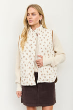 Load image into Gallery viewer, Floral Quilted Zip Front Mock Neck Vest