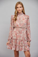 Load image into Gallery viewer, Floral Print Lurex Chiffon Button Down Bodice Dress
