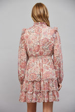 Load image into Gallery viewer, Floral Print Lurex Chiffon Button Down Bodice Dress