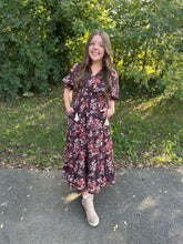 Load image into Gallery viewer, Brown Floral Maxi Dress