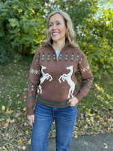 Load image into Gallery viewer, Horse Knit Half Zip Sweater