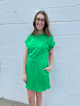 Load image into Gallery viewer, Scallop Hem Drawstring Luxe Knit Dress