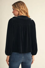 Load image into Gallery viewer, Button Down Velvet Blouse with Peter Pan Collar