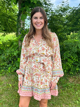 Load image into Gallery viewer, Border Print Self Tie Belt Shirt Dress