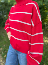 Load image into Gallery viewer, Mock Neck Striped Oversized Sweater