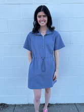 Load image into Gallery viewer, Half Zip Drawstring Waist Scuba Knit Dress
