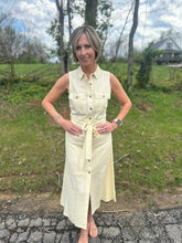 Load image into Gallery viewer, Collared Button Down Belted Midi Dress