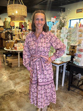 Load image into Gallery viewer, Mixed Floral Print Belted Midi Dress
