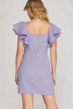 Load image into Gallery viewer, Lilac Double Ruffle Sleeve Mini Dress