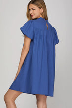 Load image into Gallery viewer, Short Bubble Sleeve Pintuck Mini Dress