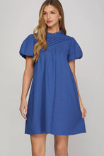 Load image into Gallery viewer, Short Bubble Sleeve Pintuck Mini Dress