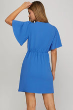 Load image into Gallery viewer, Short Sleeve Ruffled Mini Wrap Dress