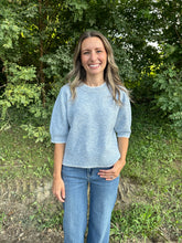 Load image into Gallery viewer, Heathered Contrast Trim Short Sleeve Knit Sweater