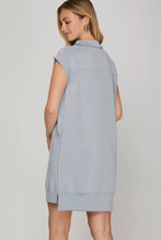 Load image into Gallery viewer, Light Blue Drop Shoulder Half Zip Dress