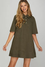 Load image into Gallery viewer, Olive Suede Collared Mini Dress