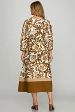 Load image into Gallery viewer, 3/4 Sleeve Floral Woven Midi Dress
