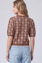 Load image into Gallery viewer, Short Puff Sleeve Floral Pattern Sweater