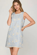 Load image into Gallery viewer, Sleeveless Woven Embroidered Shift Dress