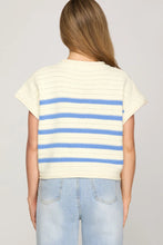 Load image into Gallery viewer, Drop Short Sleeve Striped Knit Sweater