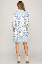 Load image into Gallery viewer, 3/4 Sleeve Woven Print Mini Dress