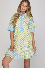 Load image into Gallery viewer, Half Sleeve Button Down Floral Mini Dress