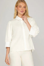 Load image into Gallery viewer, Half Cuff Sleeve Woven Button Down Shirt Top