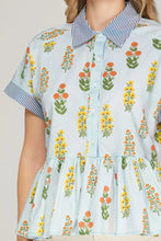 Load image into Gallery viewer, Drop Shoulder Button Down Printed Top
