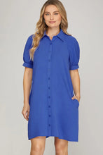 Load image into Gallery viewer, Short Sleeve Button Down Mini Dress