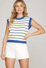 Load image into Gallery viewer, Sleeveless Round Neck Striped Sweater Top