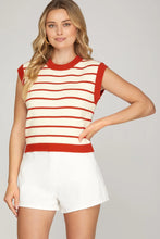 Load image into Gallery viewer, Sleeveless Round Neck Striped Sweater Top