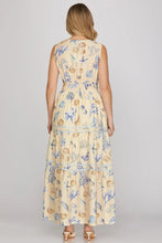 Load image into Gallery viewer, Aquatic Sleeveless Woven Print Tiered Maxi Dress