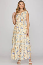 Load image into Gallery viewer, Aquatic Sleeveless Woven Print Tiered Maxi Dress