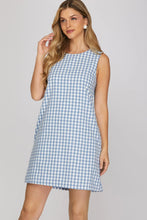 Load image into Gallery viewer, Gingham Round Neck Woven Mini Dress