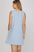 Load image into Gallery viewer, Gingham Round Neck Woven Mini Dress