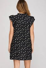 Load image into Gallery viewer, Black Polka Dot Mini Dress