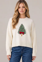 Load image into Gallery viewer, Long Sleeve Christmas Tree Embroidery Sweater
