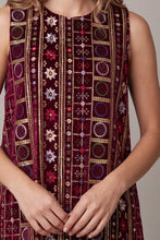 Load image into Gallery viewer, Sleeveless Gold Sequin Embroidery Velvet Mini Dress
