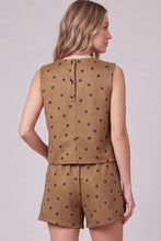 Load image into Gallery viewer, Sleeveless Polka Dot Faux Suede Top & Shorts Set
