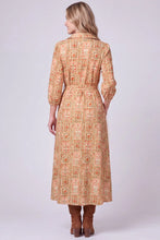 Load image into Gallery viewer, Woven 3/4 Sleeve Maxi Shirt Dress with Tie Waist