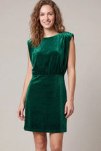 Load image into Gallery viewer, Sleeveless Padded Shoulder Velvet Mini Dress