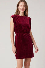 Load image into Gallery viewer, Sleeveless Padded Shoulder Velvet Mini Dress