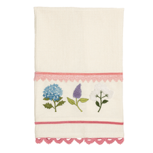 Load image into Gallery viewer, Flower Embroidery Tea Towel