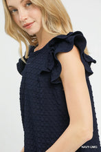 Load image into Gallery viewer, Textured Jacquard Top with Short Ruffled Sleeves