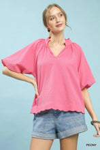 Load image into Gallery viewer, Bubble Sleeved Seersucker Top