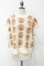 Load image into Gallery viewer, Cream Flower Printed with Scallop Neck