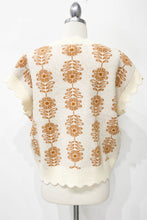 Load image into Gallery viewer, Cream Flower Printed with Scallop Neck