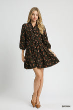 Load image into Gallery viewer, Brown Corduroy Flower Print Mini Dress