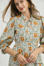 Load image into Gallery viewer, Abstract Print Ruffled Neck Midi Dress