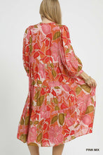 Load image into Gallery viewer, Pink Retro Print Tiered Midi Dress