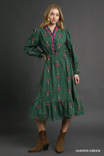 Load image into Gallery viewer, Boho Floral Embroidered Midi Dress